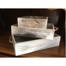 White Washed Painted Boxes Set Of 3, Farmhouse Chic Decor, Country Wedding Boxes   283094658151